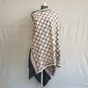 Elegant Aquamarine Pashmina Shawl with Intricate Embroidery