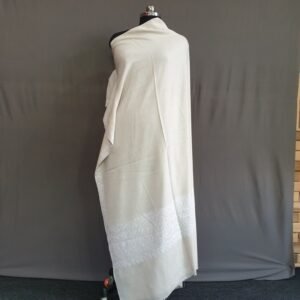 Pure Pashmina Cream Embroidered Shawl – Golden Stillness
