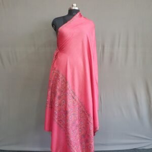 Pure Pashmina Pink Embroidered Shawl – Rosy Reverie