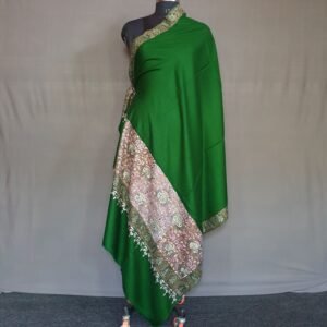 Pure Pashmina Green Embroidered Shawl – Verdant Grace