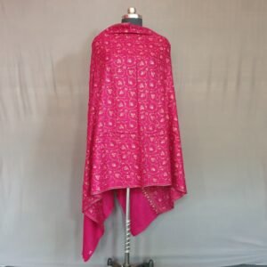 Pure Pashmina Pink Embroidered Shawl – Handwoven Elegance from Kashmir