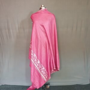 Pure Pashmina Pink Embroidered Shawl – Soft Luxury Handwoven in Kashmir
