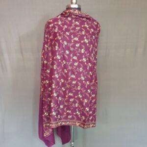 Pure Pashmina Maroon Embroidered Shawl – Handwoven Warmth with Regal Charm