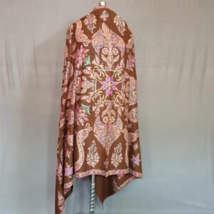 Pure Pashmina Multicolored Embroidered Shawl – Handwoven Kashmiri Craft