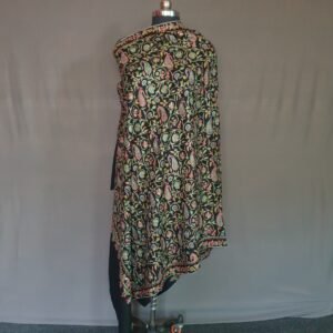 Pure Pashmina Multicolored Green-Toned Embroidered Shawl – Handwoven Kashmiri Art