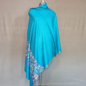 Handcrafted Blue Pure Pashmina Shawl – Embroidered Wool Luxury from Kashmir