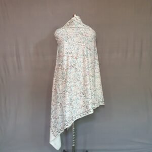 Elegant White Pure Pashmina Shawl – Hand Embroidered Kashmiri Masterpiece