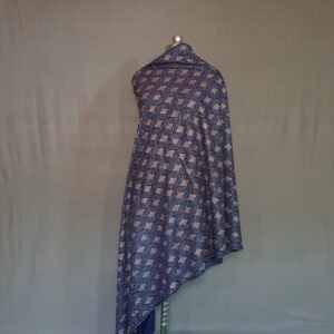 Pure Pashmina Blue-Toned Shawl – Hand Embroidered with Multicolor Kashmiri Detailing