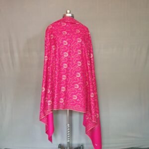 Pure Pashmina Pink Embroidered Shawl – Delicate Handwoven Luxury from Kashmir