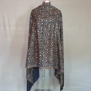 Pure Pashmina Black-Toned Multicolored Embroidered Shawl