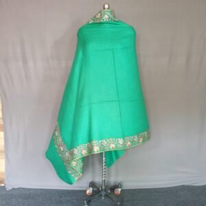 Pure Pashmina Teal Green Embroidered Shawl