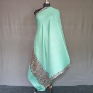 Pure Pashmina Mint Green Embroidered Shawl