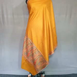 Pure Pashmina Yellow Embroidered Shawl
