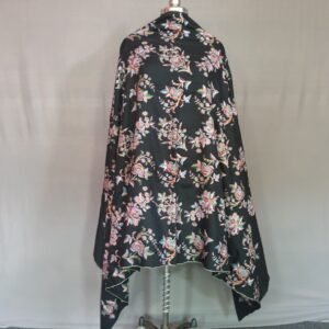 Pure Pashmina Black Floral Embroidered Shawl – Classic. Intricate.