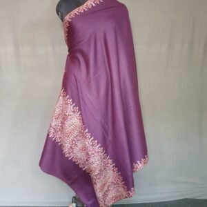 Pure Pashmina Purple Embroidered Shawl – Royal Elegance