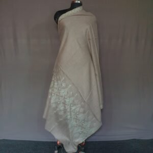 Pure Pashmina Cream Embroidered Shawl – Soft Sophistication