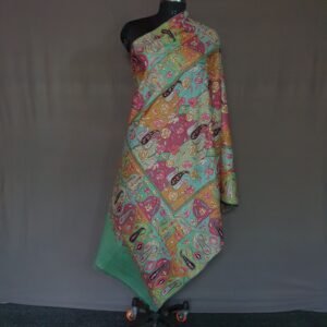 Pure Pashmina Multicolored Embroidered Shawl – Threaded Elegance