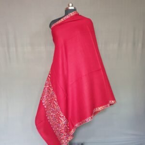 Pure Pashmina Red Embroidered Shawl – Fiery Grace