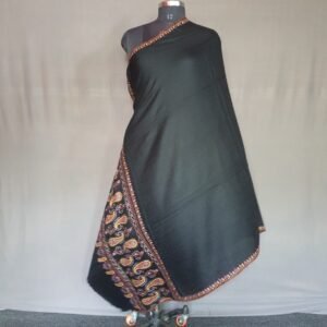 Pure Pashmina Olive Green Embroidered Shawl – Earthbound Elegance