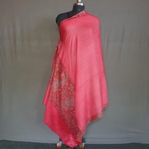 Pure Pashmina Rose Pink Embroidered Shawl – Blush Elegance