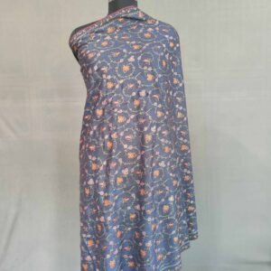 Pure Pashmina Blue Embroidered Shawl