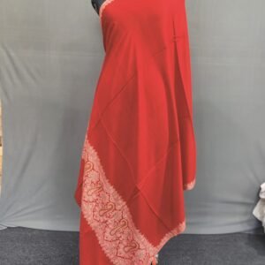 Pure Pashmina Shawl with Red Embroidery – Handwoven Kashmiri Craft