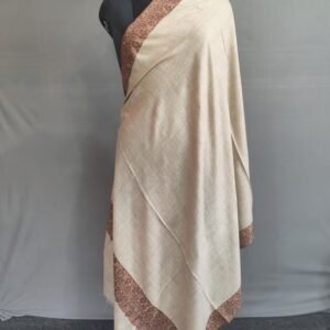 Pure Pashmina Cream Shawl – Handwoven Luxury from Kashmir