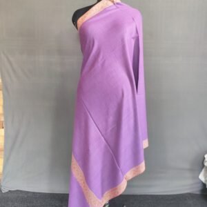 Pure Pashmina Purple Shawl – Golden-Touched Kashmiri Craft