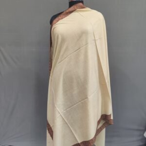 Pure Pashmina Cream Shawl – Subtle Golden-Touched Elegance