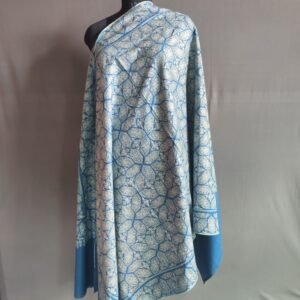 Pure Pashmina Blue Embroidered Shawl – Handwoven Kashmiri Art